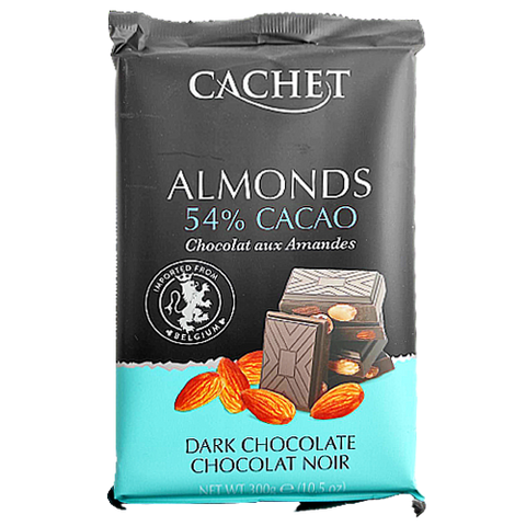 Cachet 300g - чорний шоколад 54% з мигдалем (23), 12шт\ящ
