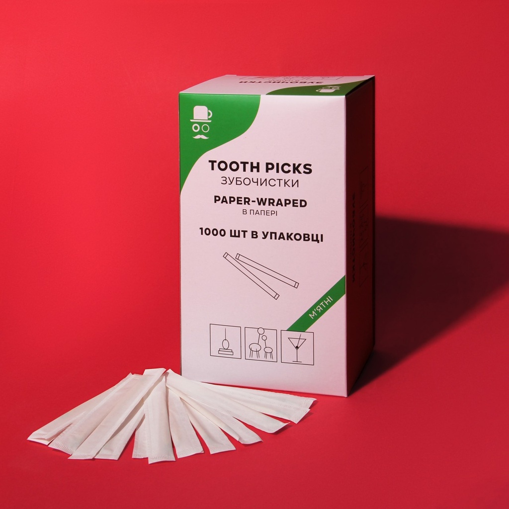 Зубочистка мʼята в індив. пак ПЕ 1000шт (1уп/50шт)
