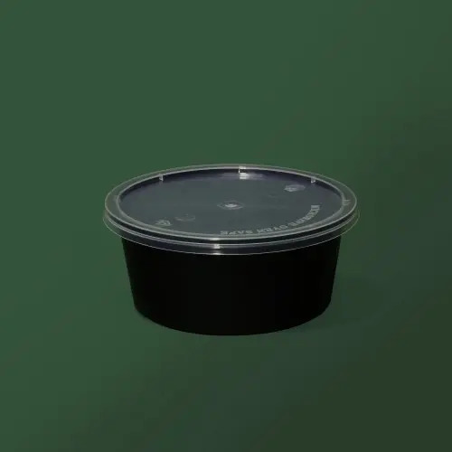Супник 360мл РР чорний з герметичною кришкою (50шт/500шт)